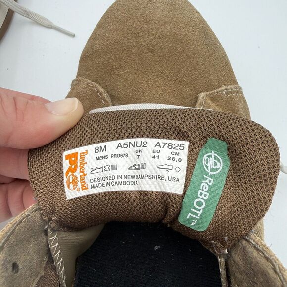 Timberland Mens 8 PRO Berkley‎ Oxford Composite Safety Toe Brown camel suede